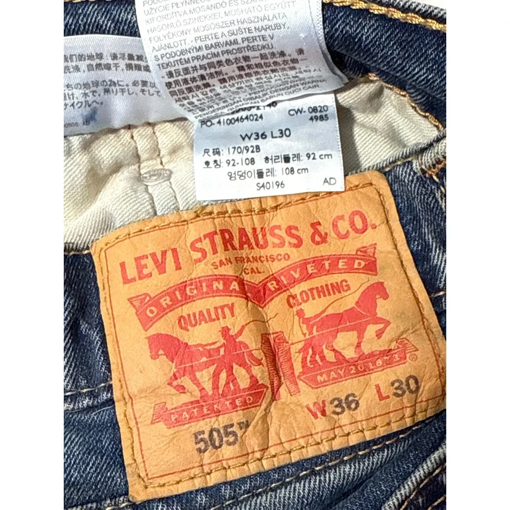 Levi's 505 Regular Fit Jeans W36 L30 Blue Denim Classic 1985 Menswear Chore Work